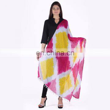 Soundarya Printed Jaipuri Tradional Hand Bandhej Beaded Ethnic Stole Dupatta 2.35 Mtrs