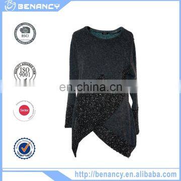 Gray Plus Size Long Sleeve Tunic Asymmetrical Hem Women Sweater Tunic photo-3