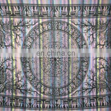 Overprint on Madras Stripe Bedspreads Throw