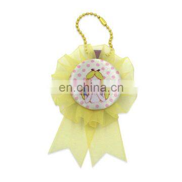 pleasant dreamlike cute cartoon decorative flowers/organza ribbon rosettes with a gold chain