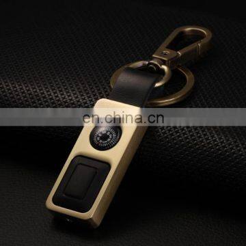 fashion led light compass designer leather keychains