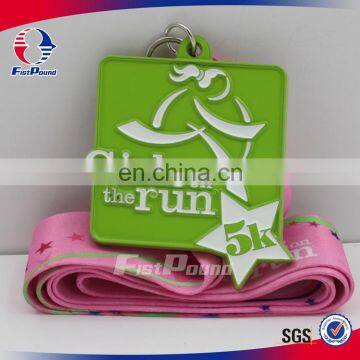 Girls on the run 5K medal in Spray Green