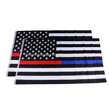 Wholesale 3x5 Ft Stock Polyester Red Blue Line Strip USA Law Enforcement Flag