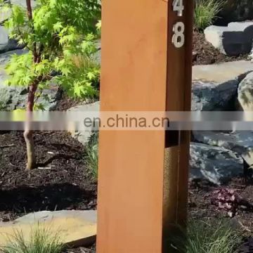 Corten steel metal wall mounted key lock mailbox outdoor