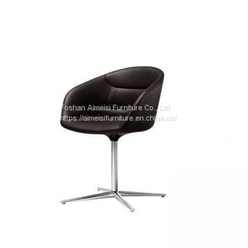 Dining Room Furniture Leather Cushion Aluminium Base Fiberglass Dining Chair photo-3