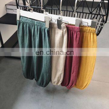 2020 Wholesale Babies Reusable Pants Stretch Harem Pants Baby Toddler Muslin Linen Pants photo-4