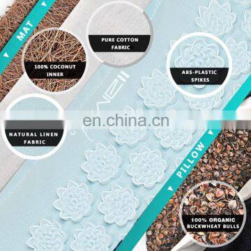 Natural Linen Coconut Inner Organic Hemp Durable Acupressure Mat Foot Massage Acupressure Mat and Pillow Set