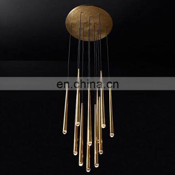 Luxury Round Linear Solid Brass Crystal Chandelier Pendant Lamp photo-6