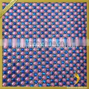 Blue Hot Fix Rhinestone Sheets Pink Pear Beads Trimming Rhinestone Mesh FRM-162 photo-2