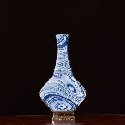 Fashion Chinese Jingdezhen Gild White Blue Pattern Ceramic Vase For Living Room Decor photo-4