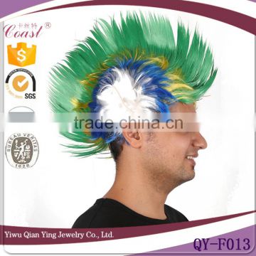 cheap wholesale crazy color synthetic sports cock fan wigs