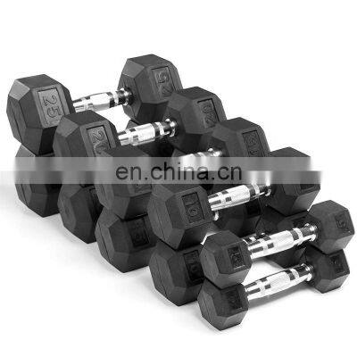 Factory Wholesale Strength Training Custom Black Rubber Hexagonal Dumbbells Adjustable Weight Dumbbell Set