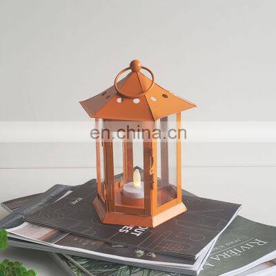 Mini Yellow Metal Table Decorative Ramadan Lantern Geometric Moroccan Ramadan Lantern On Sale