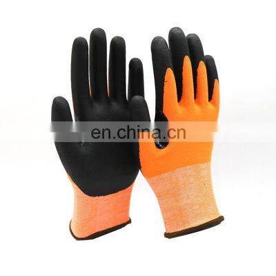 18Gauge Engineered Micro Foam Nitrile Reinforced Thumb Crotch Highly Cut Resistant Gloves Fluorescent Anti Cut Gloves