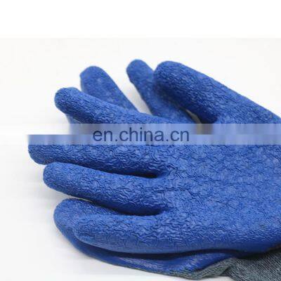Custom Industrial Safety Construction Anti Slip Grip Heavy Duty Cotton Blend Blue Rubber Latex Coated Gardening Working Gloves photo-4