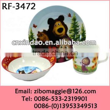 Promotion 3pcs Porcelain Chidlren's Dinnerware Set for Daily use for Tableware