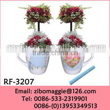 12oz Belly Shape Flower Designed Wholesale Porcelain Flower Pot