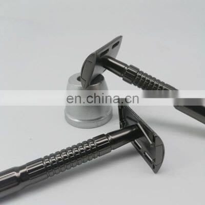 Double Edge Blade Safety Metal Shaving Razor and Brush Stand for Men With Paper Box Packaging photo-5
