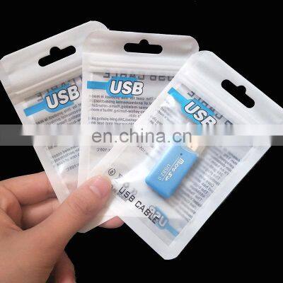 100 Pcs Cable Packing Printing Usb Plastic Zip Lock Bag With Hanging Hole Usb Bags