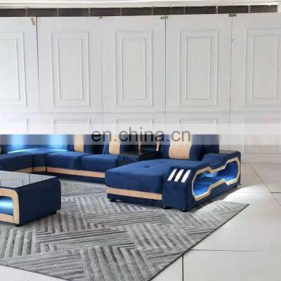 Hot Sale Modern Blue Velvet Leather Fabric Sofa Set Furniture Chesterfield Living Room Sofas