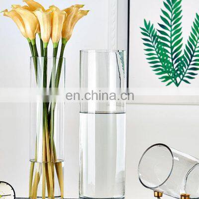 custom size cylinder glass tube vase 50cm for home decoration