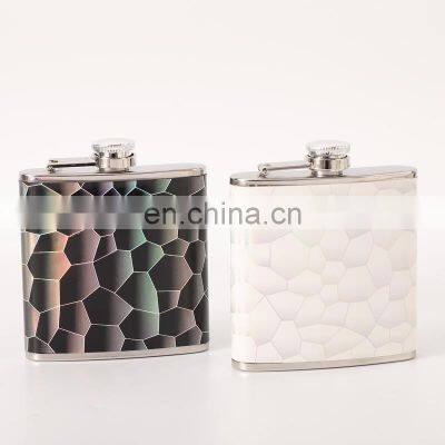 Portable Gift Box Alcohol Liquor Colour Vodka Black Blanks Wholesale Leather Hip Flask Stainless Steel 6oz photo-2