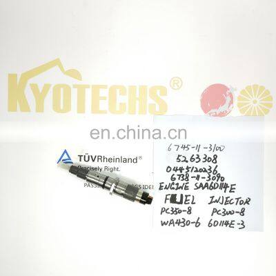 6745-11-3102 6745-11-3100 6745-12-3100 5263308 0445120236 6738-11-3090 FUEL INJECTOR for PC350-8 PC300-8 WA430-6 6D114E-3 photo-3
