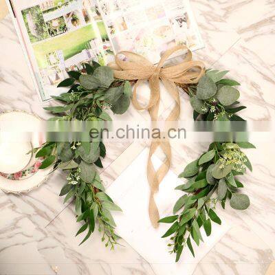 Wholesale Horseshoe-shaped Decorative Wreath Wall Hanging With White Seed Cuttings Eucalyptus Garlands Ornament photo-4