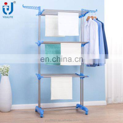 Movable multipurpose outdoor hanging three layer clothes rack