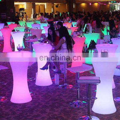 Glowing Outdoor Garden Patio Event Party Nightclub Hotel Luminous Plastic Furniture Table Chair Stool Set With Led RGB Lighting