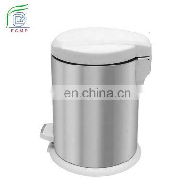 Indoor Plastic Lid Stainless Steel Garbage Can 20L Dustbin Hotel Customized Pedal Trash Bin photo-3