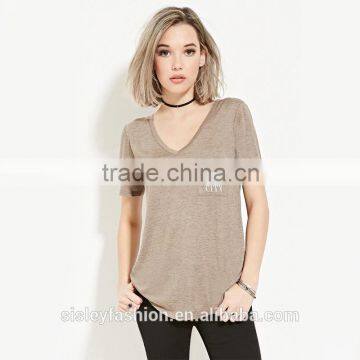 2016 High quality women comfortable v-neck cotton women t shirt short sleeve t shirt wholesale china TS088