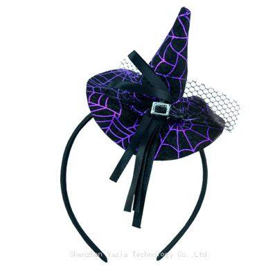 Custom Lace Witch Hat Headbands - Shiny Hair Hoops for Girls' Halloween Masquerade