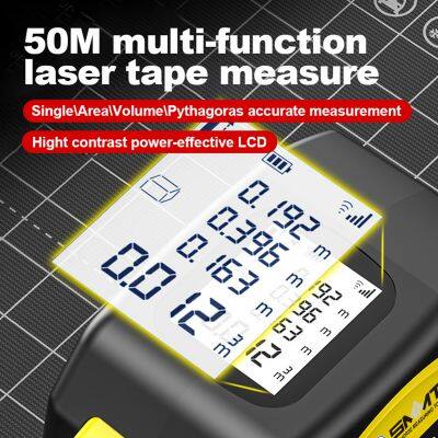 2 in 1 Digital Laser Tape Measure 165ft/50m Laser Distance Meter LCD Screen With 16ft/5m AutoLock Measuring Tape photo-2