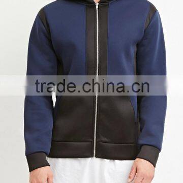 2015 Colorblock Patchwork Short Lightweight Zip Up Knit Hoodie for Men photo-2
