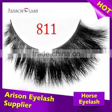 2016 hot sale private label 3D Premium real mink fur strip lashes, false horse eyelashes,