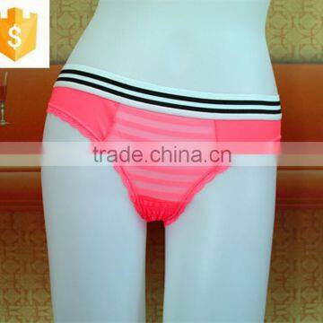 Stripe Tulle Mesh Underwear, Women Underwear, Printed Waistband