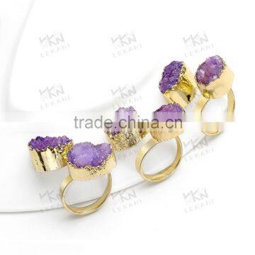 Purple Double Natural Stone Gold Ring Designs for Men photo-2