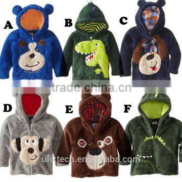Blue Cool Black Bear Design Zipper Hoodies Cartoon Hat Coral Velvet Fabric Kids Jackets Clothes Winter Warm Kids Coat photo-5