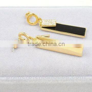 Rolled 18K Gold Plated Enamel Geometric Metal Women Fashion Long Earring photo-6