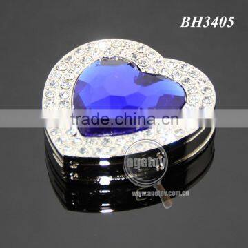 Blue Heart Crystal Rhinestones Fashion Lady Woman Hnadbag Hook Holder Foldable Alloy Metal Heart Bag Hanger photo-6