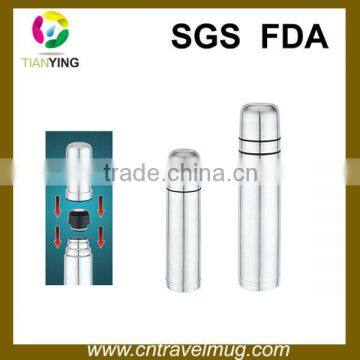 double wall stainless steel vacuum flask with two cups