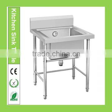 hotel kitchen free standing stainless steel single bowl sink