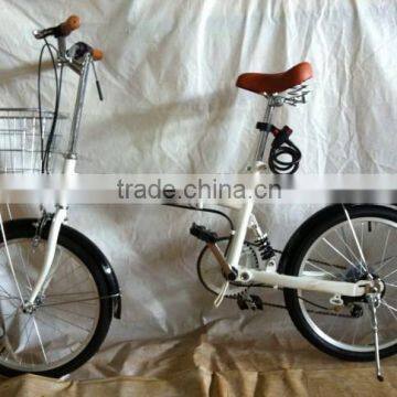 white color rear suspension 20 inch 7 speed folding bike for lady