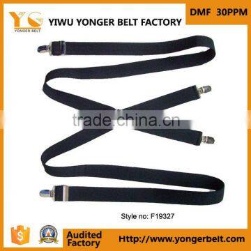 Traditional Men's Solid Color Classic Grey Leather Suspenders Belt photo-2