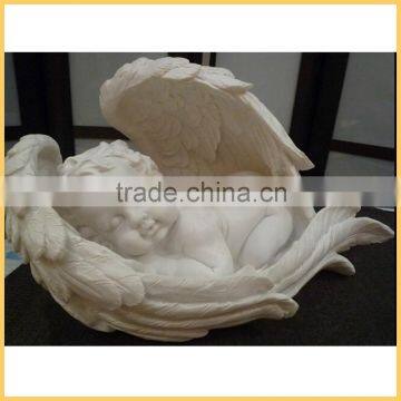 Home Decoration White Marble Little Angel Baby Sculpture