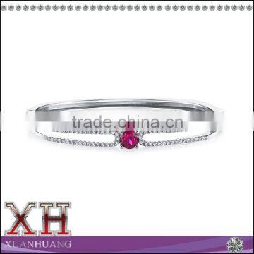 China Alibaba Good Quality Ruby CZ Genuine Silver Bangles