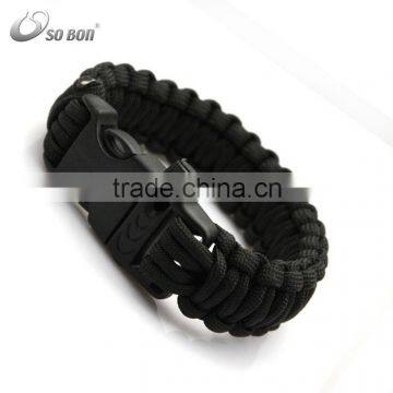 black survival paracord bracelet with whistle hot selling                        
                                                Quality Choice