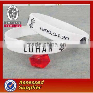 logo customized printed 100%silicone wristband/bracelet