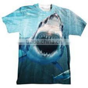 Custom 100% Polyester Short Sleeves Sublimated Shark design T-Shirt